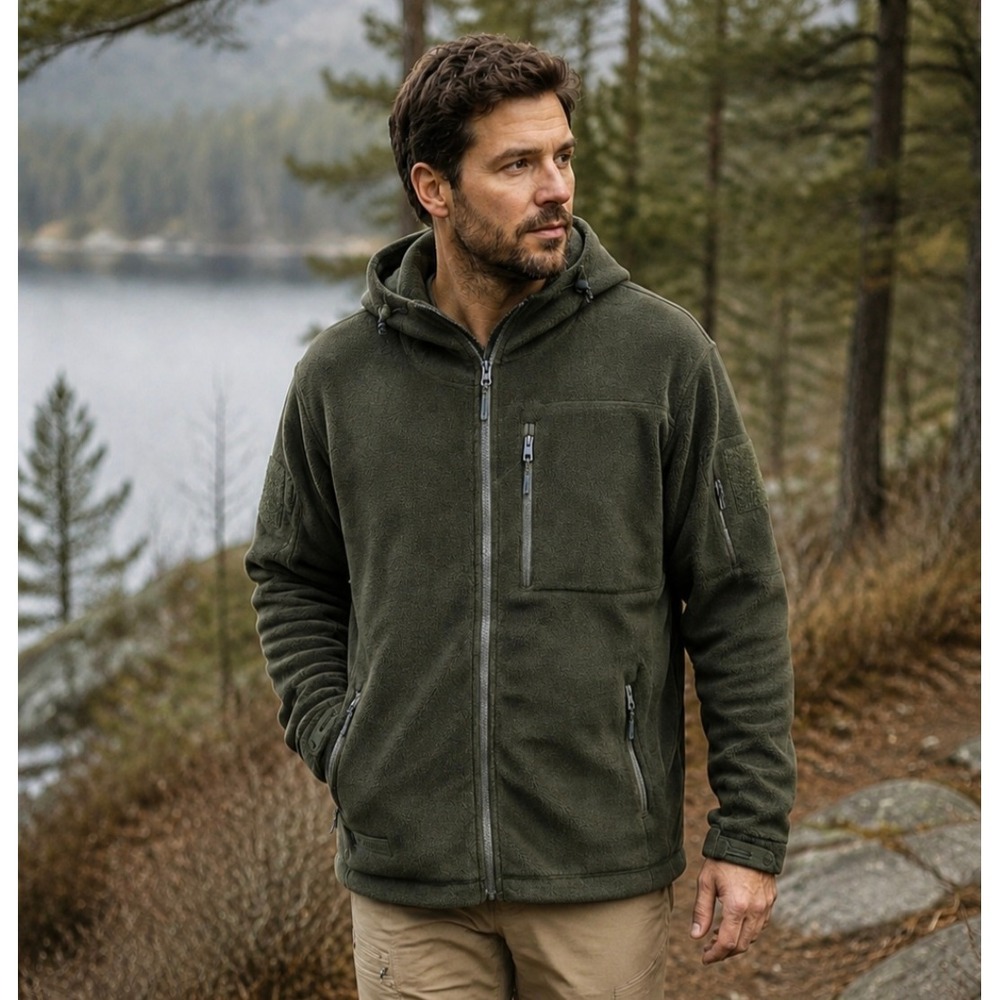 NWT Baerskin Tactical Supply Co Fleece Hoodie Mens XL Green Full Zip Jacket